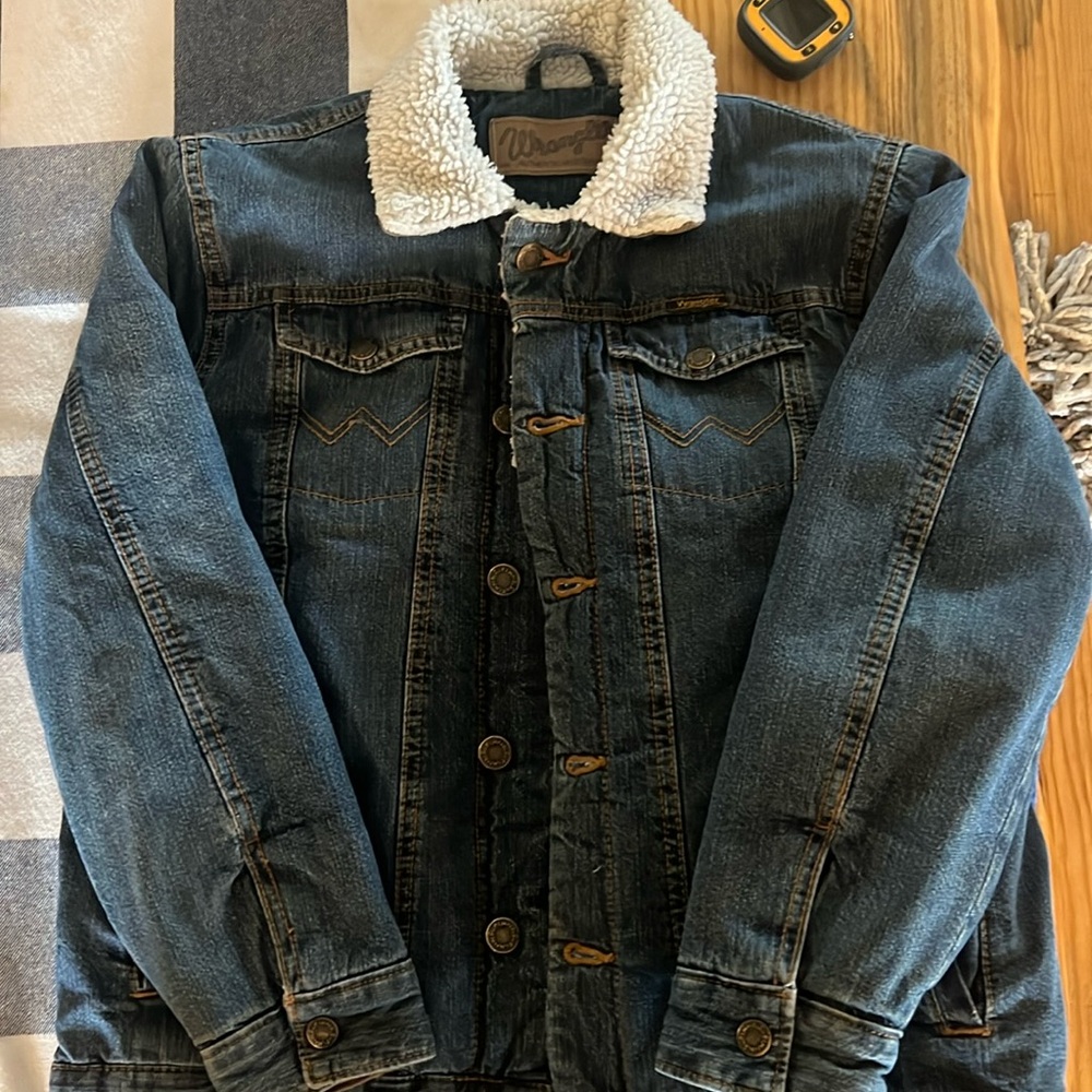 Boys wrangler denim coat size Large